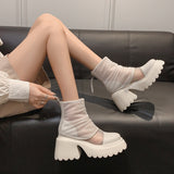 SUMMER HEEL PLATFORM MESH BOOTS FOR WOMEN