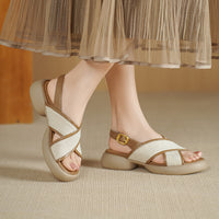 COMFORTABLE FLAT PLATFORM SANDALS BROWN BLACK