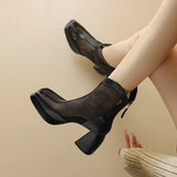 SUMMER HEEL PLATFORM MESH BOOTS FOR WOMEN