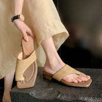 BOHEMIA WOVEN RAFFIA SLIPPER SANDALS