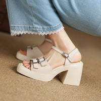 COMFORTABLE PLATFORM CHUNKY HEELS SANDALS