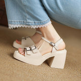 COMFORTABLE PLATFORM CHUNKY HEELS SANDALS