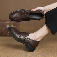 ROUND TOE CHUNKY HEEL LOAFERS