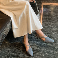 CLASSY CLOSED-TOE KITTEN HEEL SANDALS