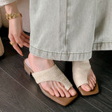 BOHEMIA WOVEN RAFFIA SLIPPER SANDALS