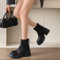 SUMMER HEEL PLATFORM MESH BOOTS FOR WOMEN