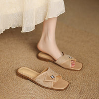 SQUARE TOE LADIES FLAT SLIDE SANDALS
