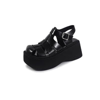 T-STRAP FLAT PLATFORM SANDALS FOR WOMEN CLOSED TOE