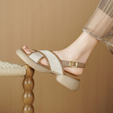 COMFORTABLE FLAT PLATFORM SANDALS BROWN BLACK