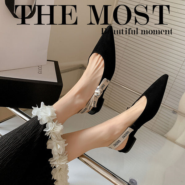 CLASSY CLOSED-TOE CHUNKY HEEL SLINGBACK SANDALS
