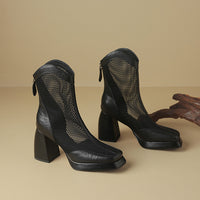 SUMMER HEEL PLATFORM MESH BOOTS FOR WOMEN