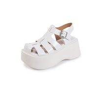 T-STRAP FLAT PLATFORM SANDALS FOR WOMEN CLOSED TOE