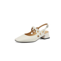 CLOSED-TOE CHUNKY HEEL HOLLOW SLINGBACK SANDALS