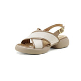 COMFORTABLE FLAT PLATFORM SANDALS BROWN BLACK
