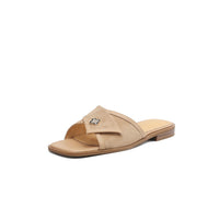SQUARE TOE LADIES FLAT SLIDE SANDALS