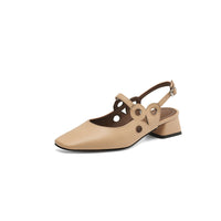 CLOSED-TOE CHUNKY HEEL HOLLOW SLINGBACK SANDALS