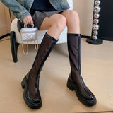 SUMMER HEEL PLATFORM LADIES LONG MESH BOOTS