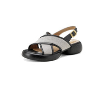 COMFORTABLE FLAT PLATFORM SANDALS BROWN BLACK