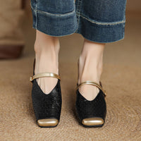 SQUARE TOE CHUNKY HEEL MULE SANDALS