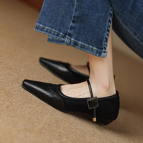 VINTAGE SQUARE TOE LOW HEEL MARY JANES
