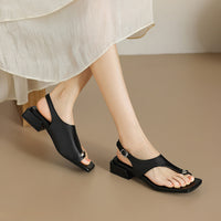 CLASSY SQUARE TOE CHUNKY WOMEN SANDALS