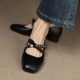 HOT COLOR CHUNKY HEEL MARY JANE SHOES