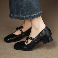 HOT COLOR CHUNKY HEEL MARY JANE SHOES