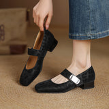 CHUNKY HEEL SQUARE TOE MARY JANE