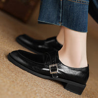 COMFORTABLE ROUND TOE CHUNKY HEEL LOAFERS