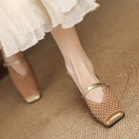 SQUARE TOE CHUNKY HEEL MULE SANDALS
