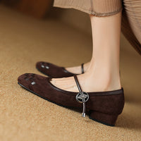 VINTAGE SQUARE TOE CHUNKY HEEL MARY JANES