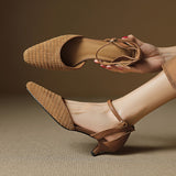 CLOSED-TOE KITTEN HEEL SANDALS FOR WOMEN
