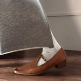 VINTAGE SQUARE TOE T-STRAP LOAFERS HEEL