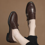 ROUND TOE CHUNKY HEEL LOAFERS