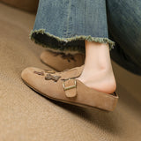 COMFORTABLE ROUND TOE MULE FLAT SANDALS
