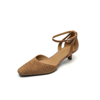 CLOSED-TOE KITTEN HEEL SANDALS FOR WOMEN
