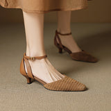 CLOSED-TOE KITTEN HEEL SANDALS FOR WOMEN