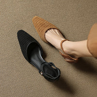 CLOSED-TOE KITTEN HEEL SANDALS FOR WOMEN
