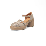 COMFORTABLE CLOSED TOE T-STRAP PLATFORM HEELS