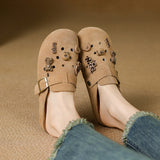 COMFORTABLE ROUND TOE MULE FLAT SANDALS