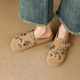 COMFORTABLE ROUND TOE MULE FLAT SANDALS