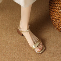 CLASSY SQUARE TOE CHUNKY HEEL WOMEN SANDALS