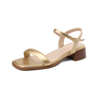 CLASSY SQUARE TOE CHUNKY HEEL WOMEN SANDALS