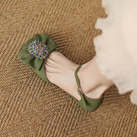 Beautiful Low Heel Bow Tie Rhinestone Sandals