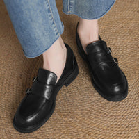 ROUND TOE CHUNKY HEEL LOAFERS