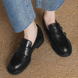 ROUND TOE CHUNKY HEEL LOAFERS