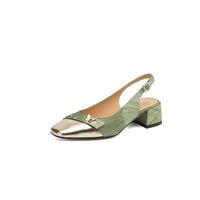 CLOSED-TOE CHUNKY HEEL HOLLOW SLINGBACK SANDALS