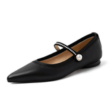 Ladies Pointed Toe Pearl Mary Jane Shoes