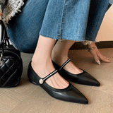 Ladies Pointed Toe Pearl Mary Jane Shoes