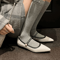 Ladies Pointed Toe Pearl Mary Jane Shoes